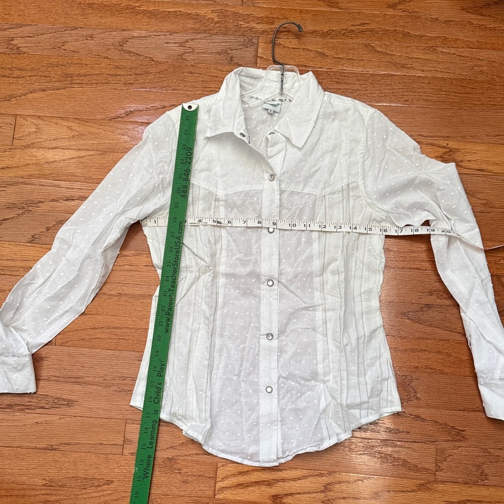 Source Unknown White Textured Button-Down Shirt - image 7